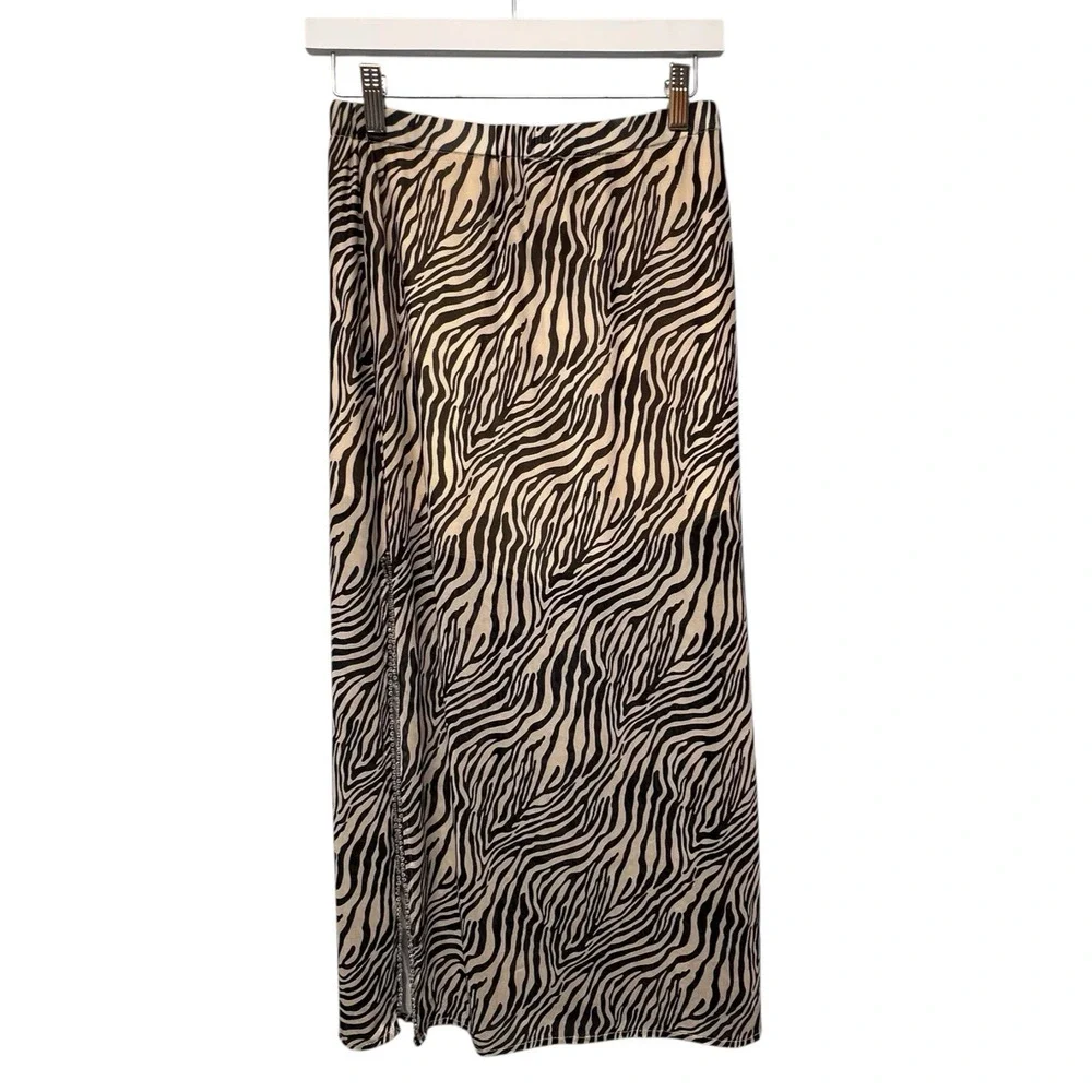 GHOSPELL by Sister Jane Maxi Skirt Size Medium Animal Print Zebra Slit Sheer